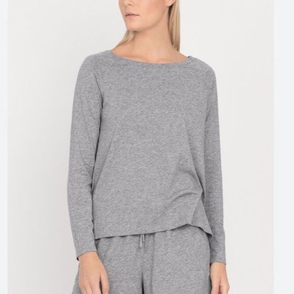 Cuyana Grey Boat Neck 100%Pima Cotton long Sleeve Tee Shirt Medium - Picture 1 of 6